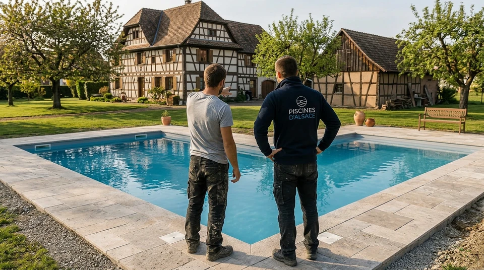 Deux livreurs en uniformes bleus déchargent des colis depuis un véhicule utilitaire blanc sur une surface pavée
